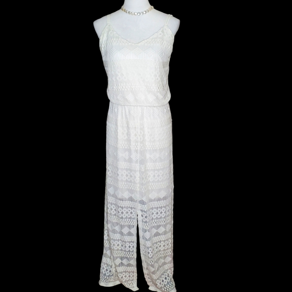Vince Camuto Lined Lace Overlay Spaghetti Strap Maxi Dress